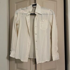 Vintage silk cream button down shirt